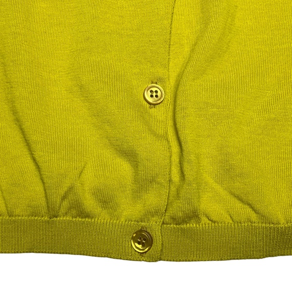 S Max Mara Cropped Cotton Cardigan Sweater Mustard Yellow Half Sleeve Size M - Picture 5 of 11